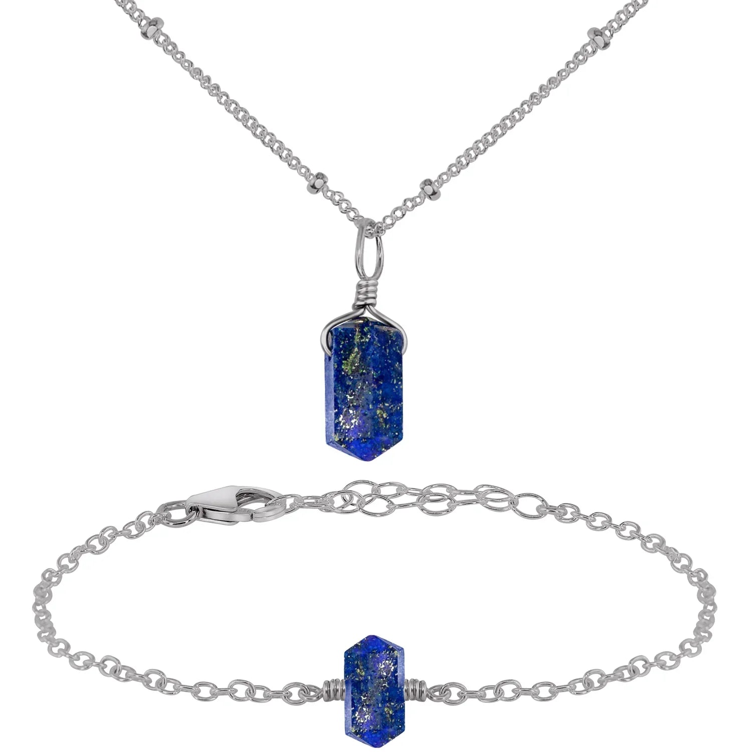 Lapis Lazuli Double Terminated Crystal Jewellery Set