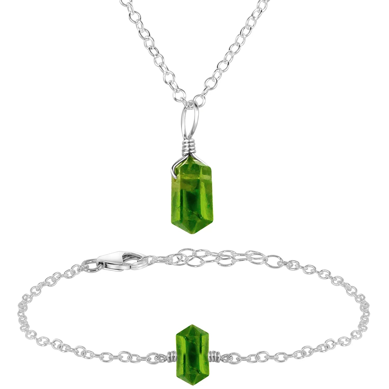 Peridot Double Terminated Crystal Jewellery Set