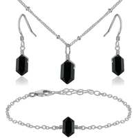 Black Tourmaline Double Terminated Crystal Jewellery Set