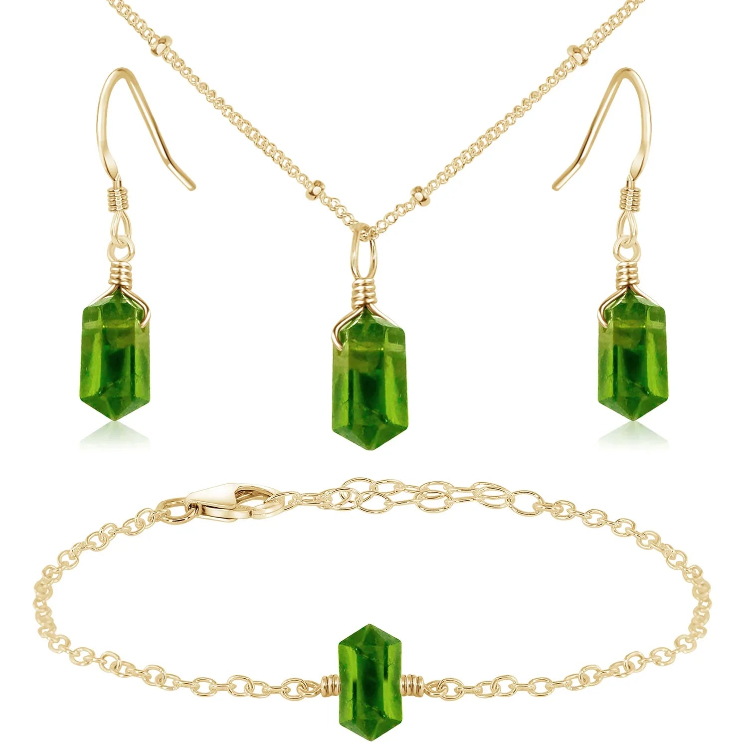 Peridot Double Terminated Crystal Jewellery Set
