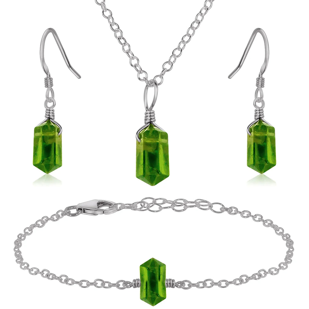 Peridot Double Terminated Crystal Jewellery Set