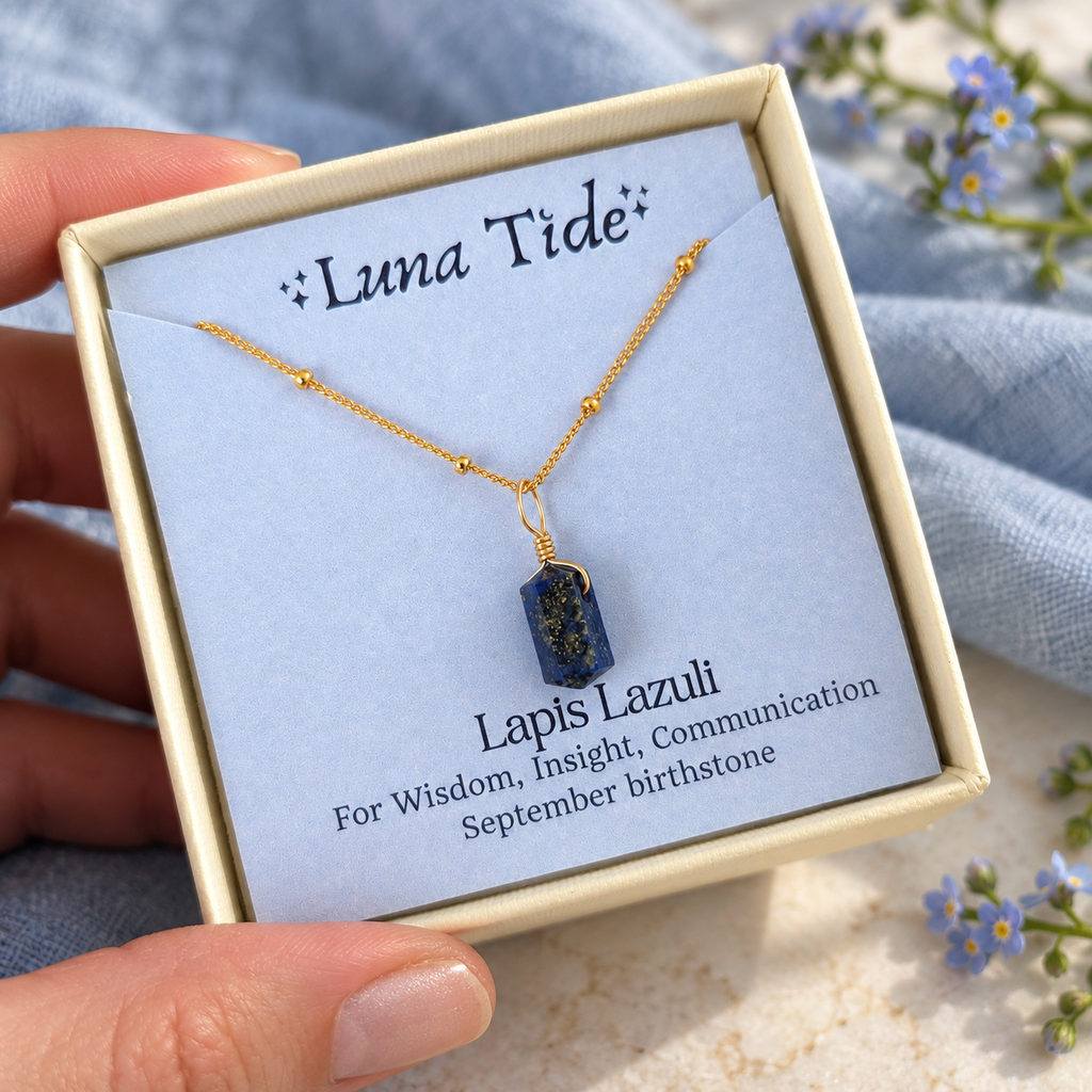 Lapis Lazuli Mini Double Terminated Crystal Point Pendant Necklace