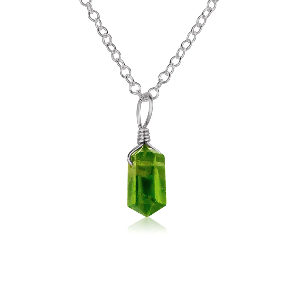 Peridot Mini Double Terminated Crystal Point Pendant Necklace