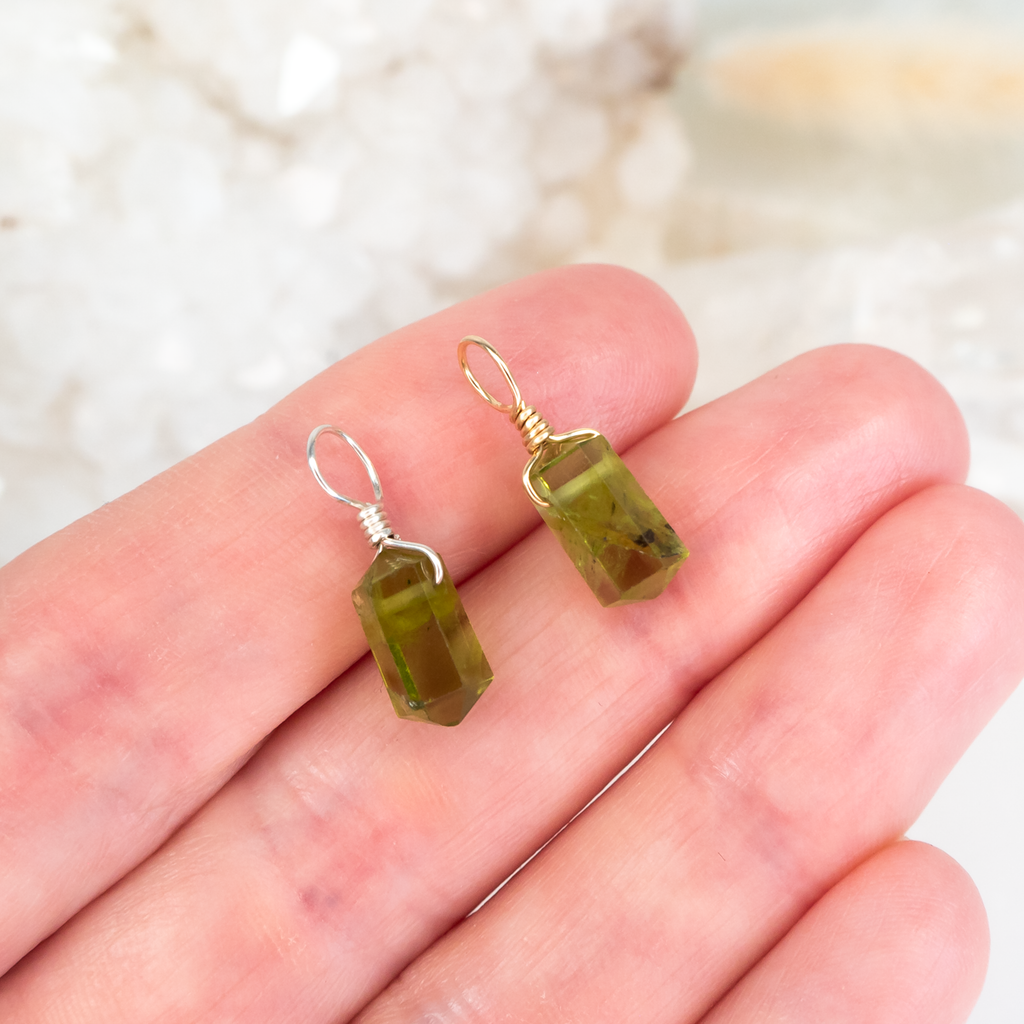 Peridot Mini Double Terminated Crystal Point Pendant