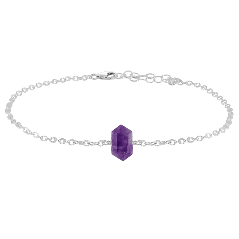 Amethyst Double Terminated Crystal Point Anklet