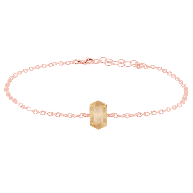 Citrine Double Terminated Crystal Point Anklet