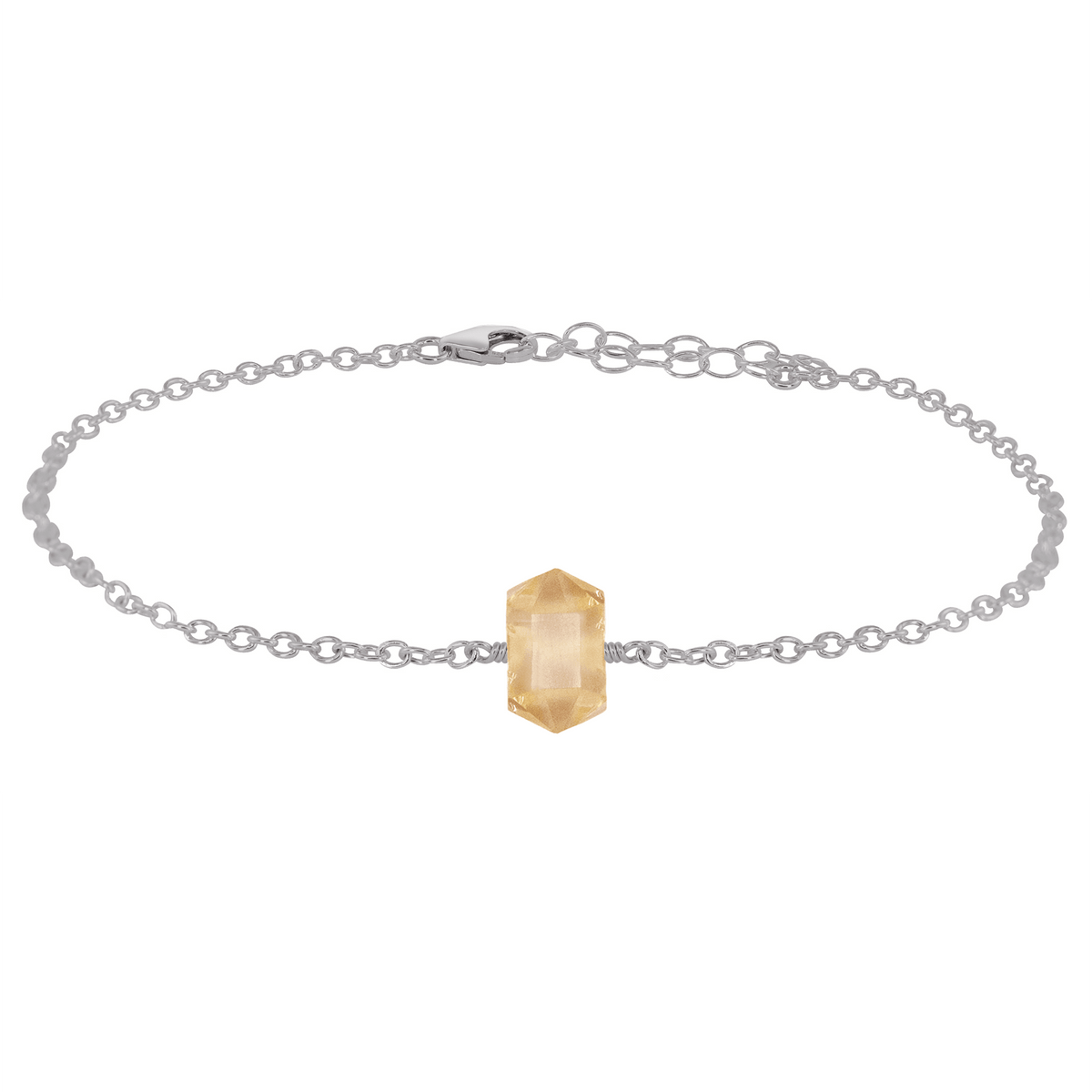 Citrine Double Terminated Crystal Point Anklet