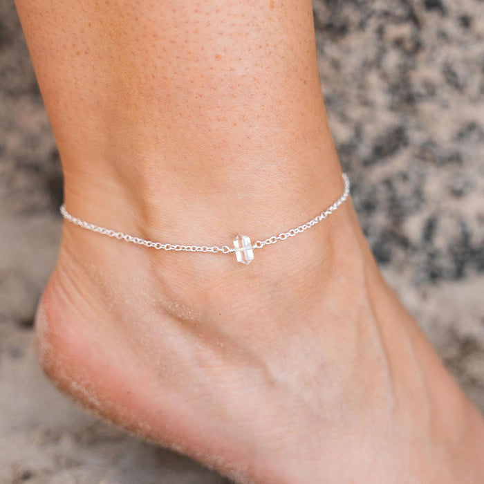 Crystal Quartz Double Terminated Crystal Point Anklet