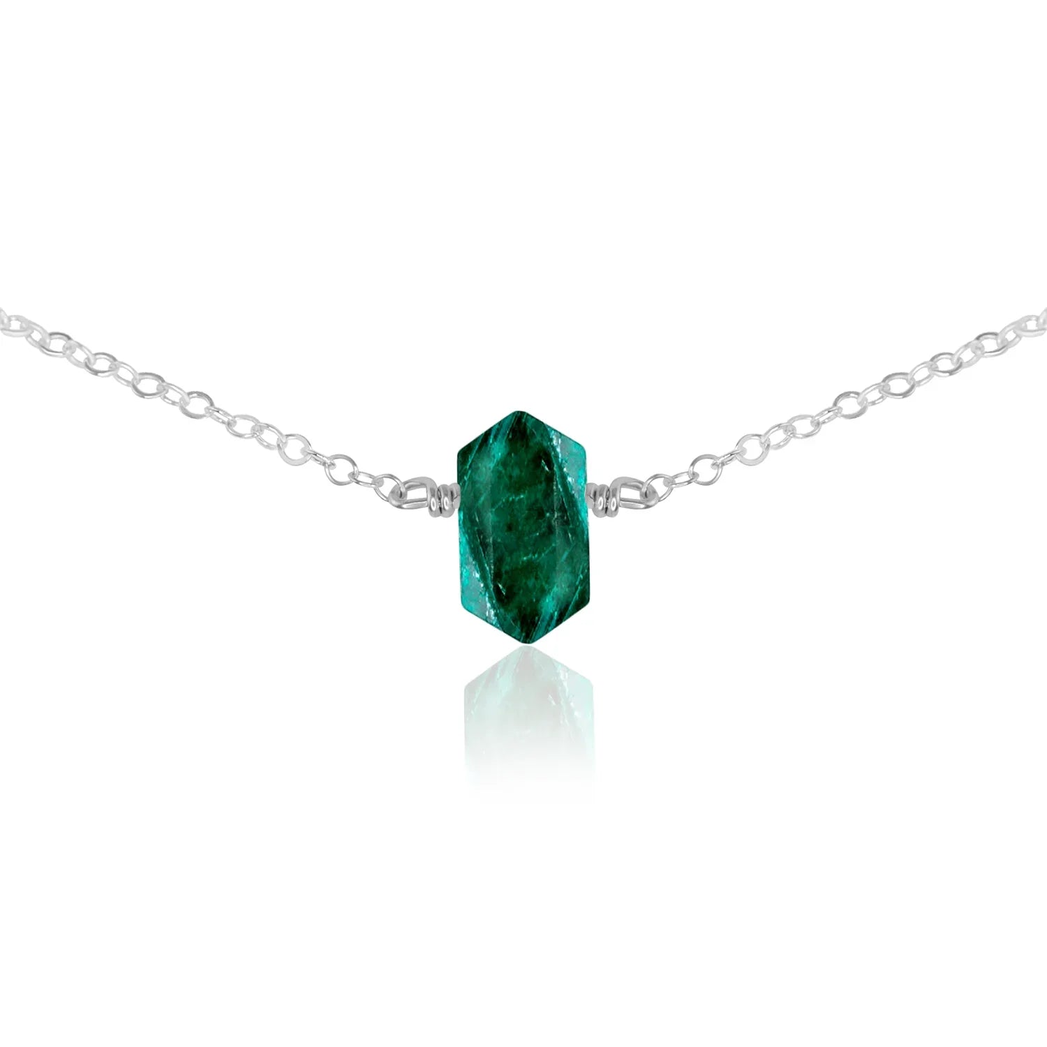 Double Terminated Emerald Mini Crystal Point Choker Necklace