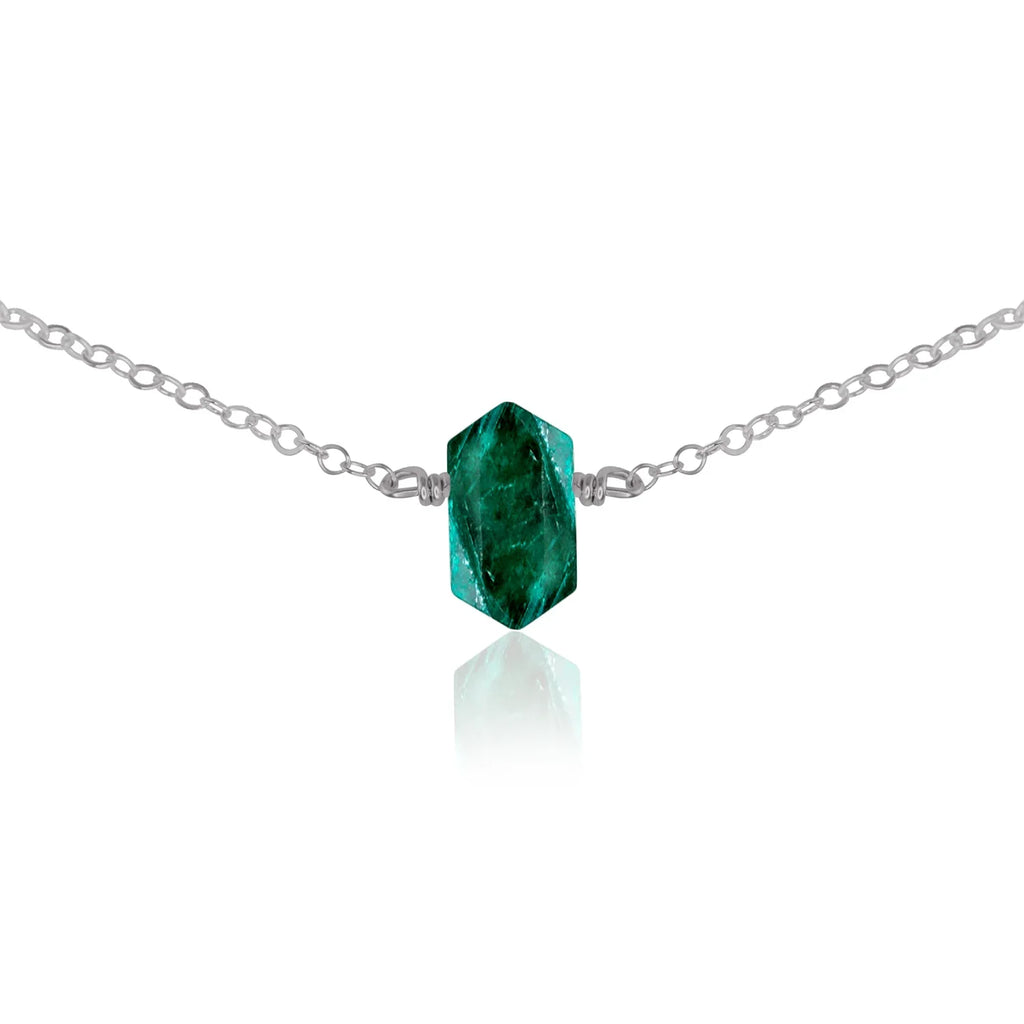 Double Terminated Emerald Mini Crystal Point Choker Necklace