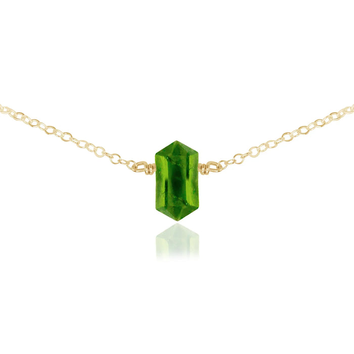 Double Terminated Peridot Mini Crystal Point Choker Necklace