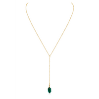 Emerald Double Terminated Mini Crystal Point Lariat Necklace