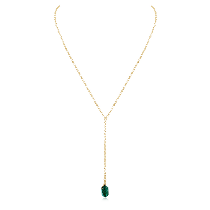 Emerald Double Terminated Mini Crystal Point Lariat Necklace