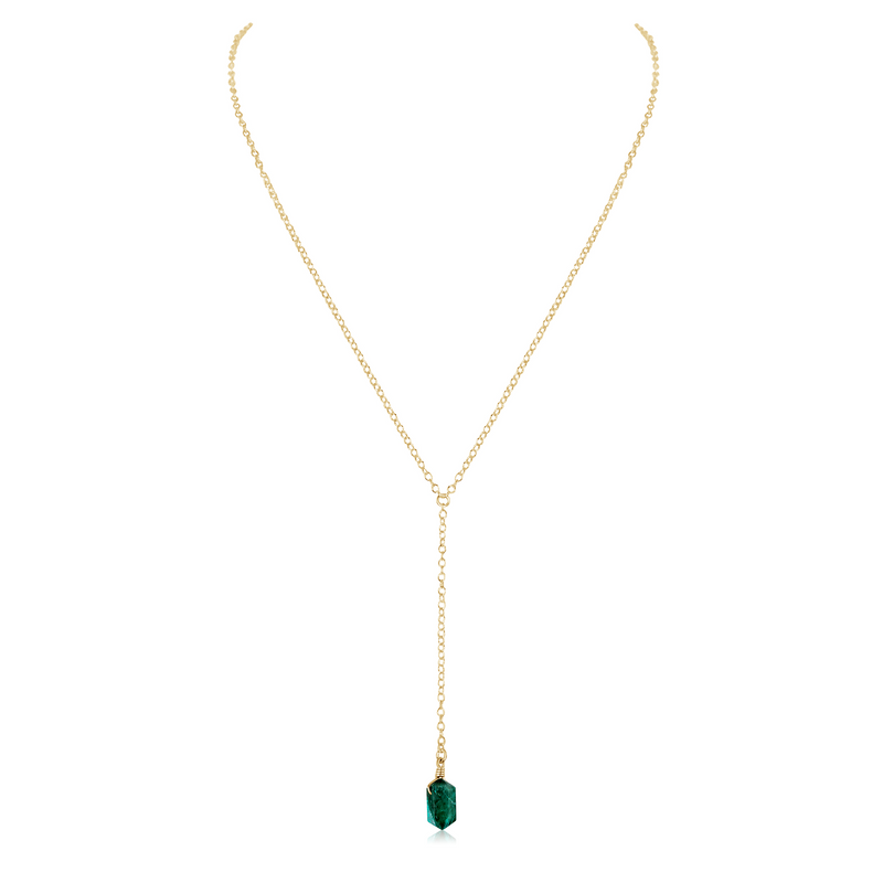 Emerald Double Terminated Mini Crystal Point Lariat Necklace