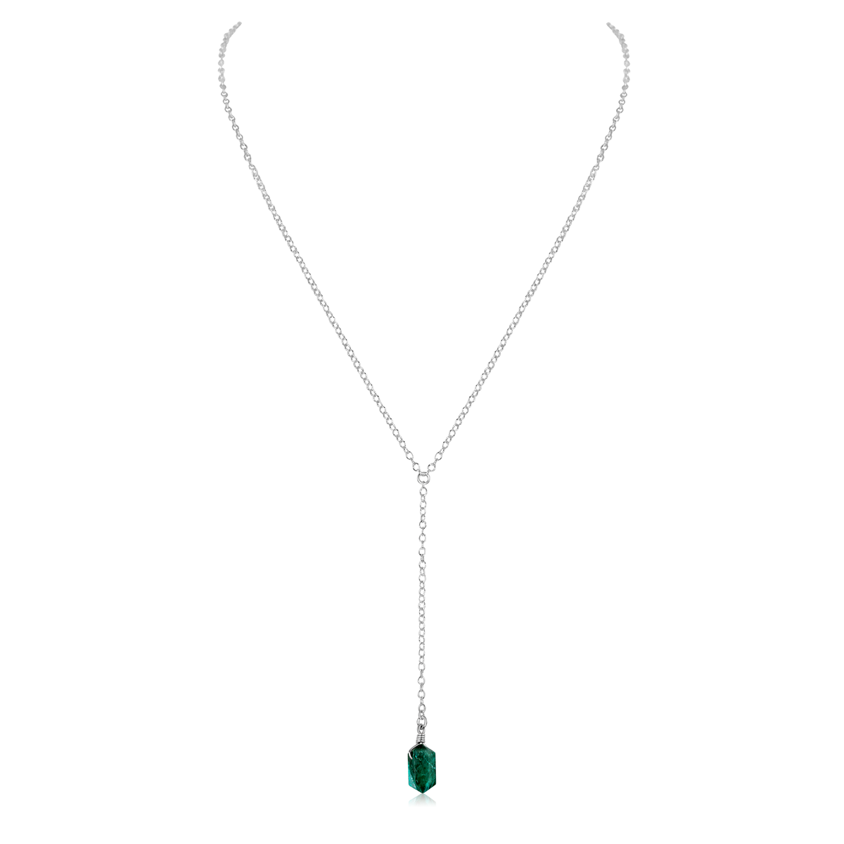Emerald Double Terminated Mini Crystal Point Lariat Necklace