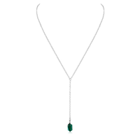 Emerald Double Terminated Mini Crystal Point Lariat Necklace