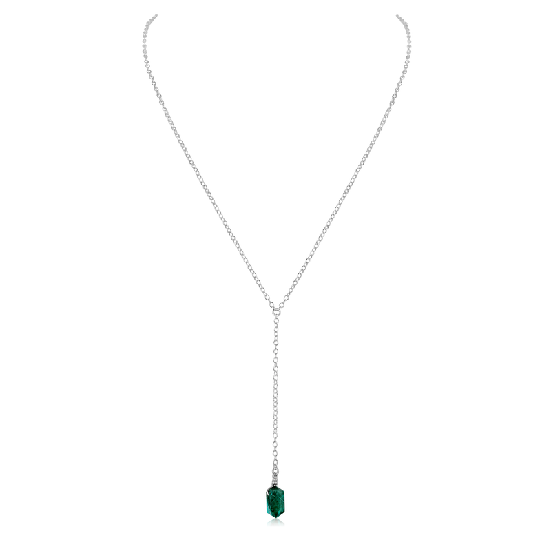 Emerald Double Terminated Mini Crystal Point Lariat Necklace