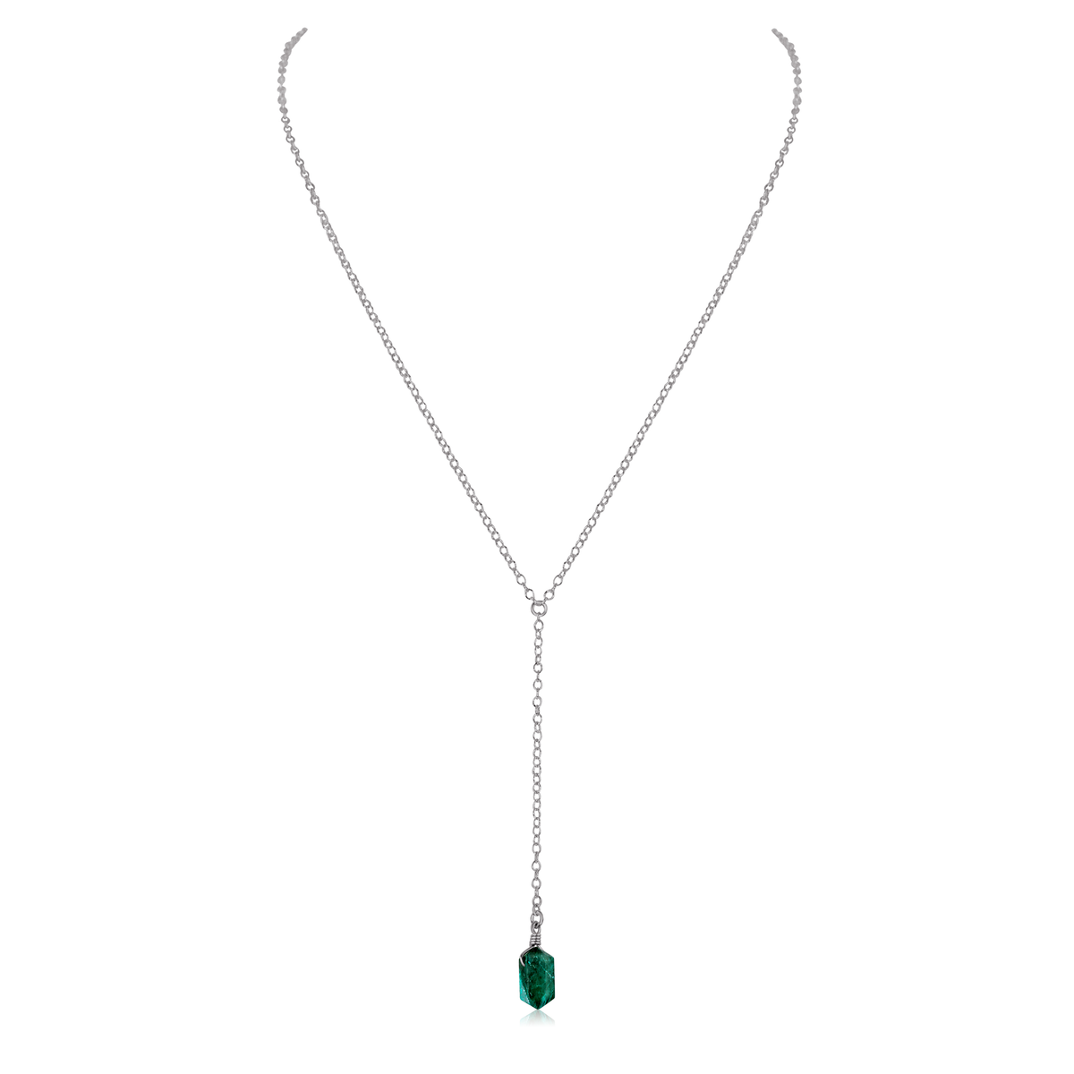 Emerald Double Terminated Mini Crystal Point Lariat Necklace
