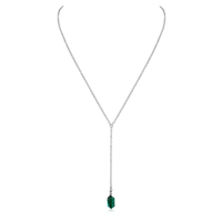 Emerald Double Terminated Mini Crystal Point Lariat Necklace