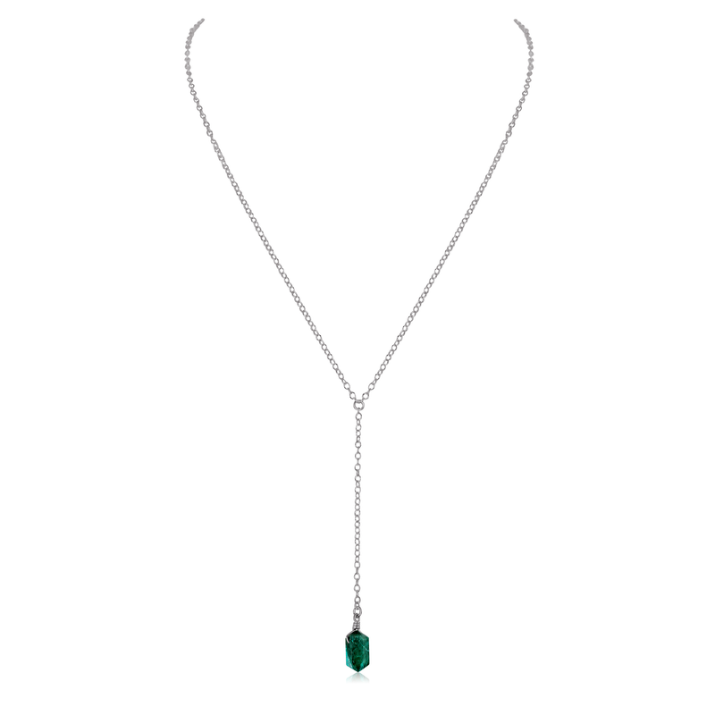Emerald Double Terminated Mini Crystal Point Lariat Necklace