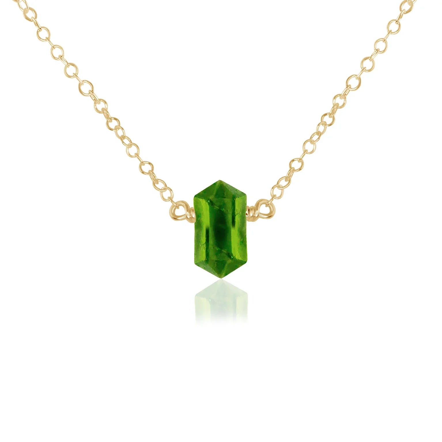 Double Terminated Peridot Mini Crystal Point Necklace