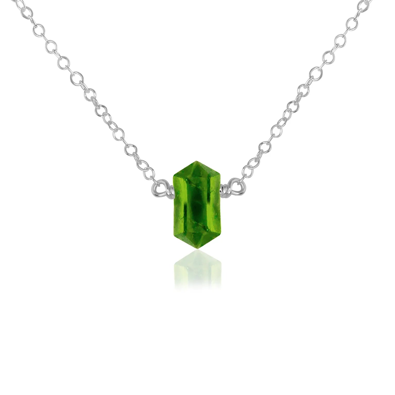 Double Terminated Peridot Mini Crystal Point Necklace