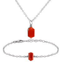 Carnelian Double Terminated Crystal Necklace & Bracelet Set