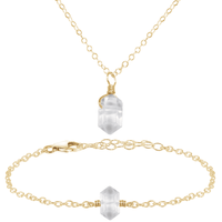 Crystal Quartz Double Terminated Necklace & Bracelet Set