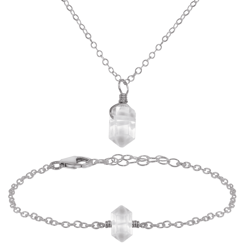 Crystal Quartz Double Terminated Necklace & Bracelet Set