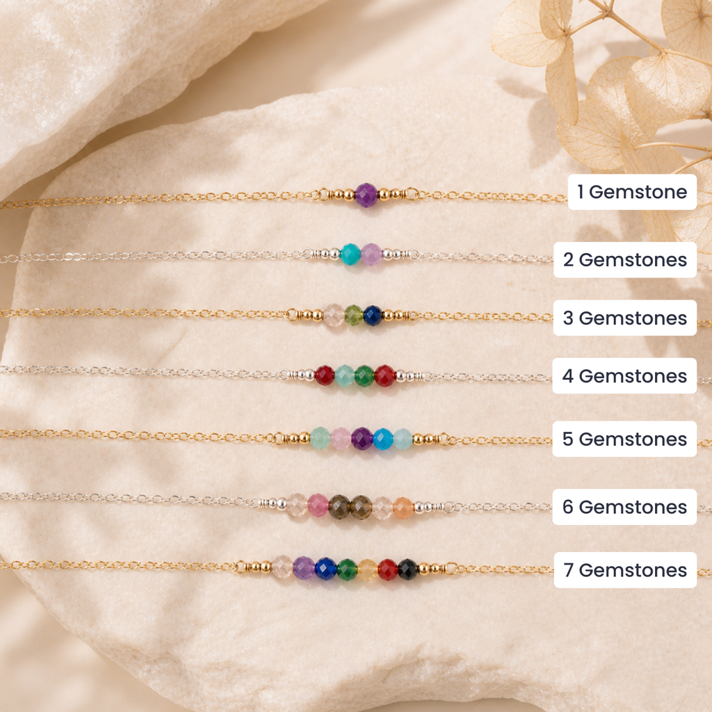 Custom Sparkling Gemstone Faceted Bead Bar Bracelet