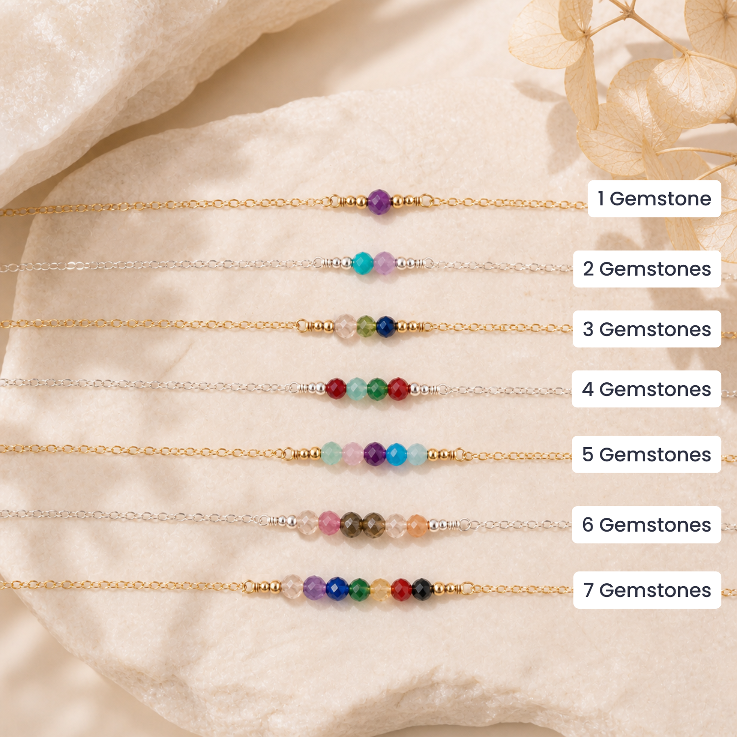 Custom Sparkling Gemstone Faceted Bead Bar Necklace