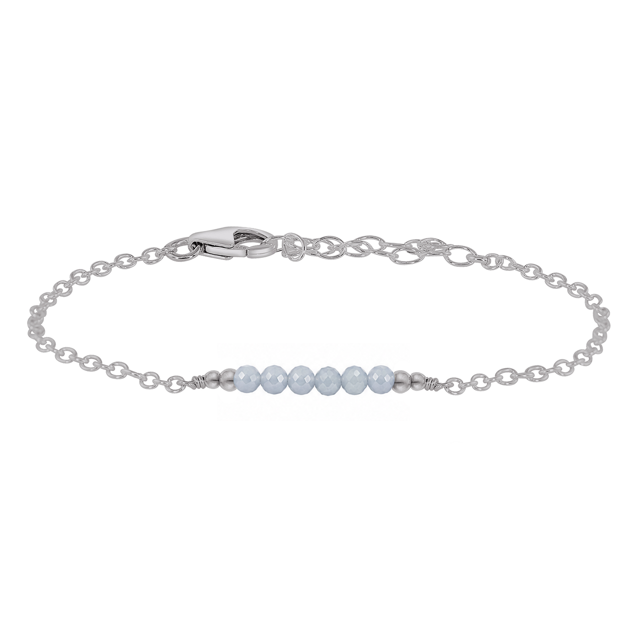 Sparkling Angelite Gemstone Faceted Bead Bar Bracelet