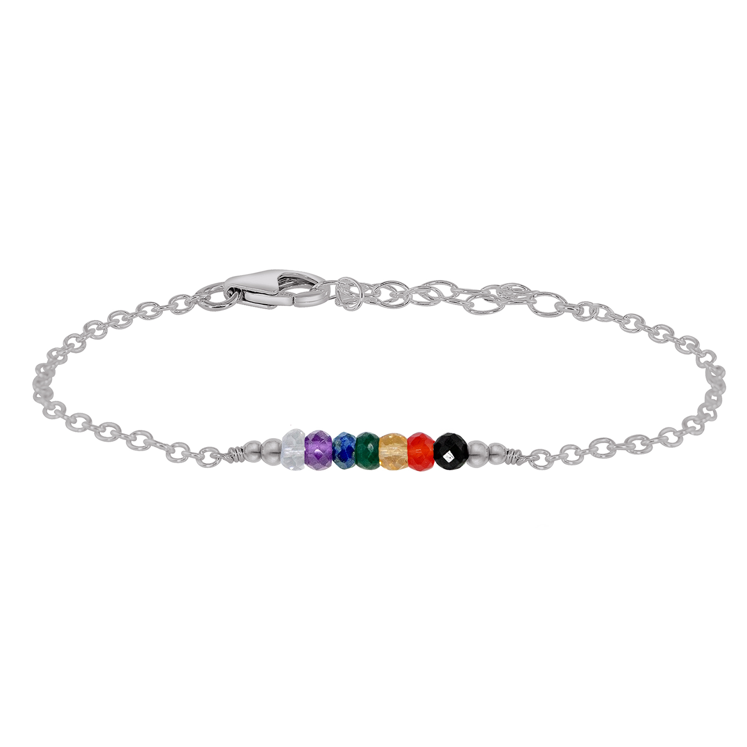 Sparkling Chakra Crystals Faceted Bead Bar Bracelet