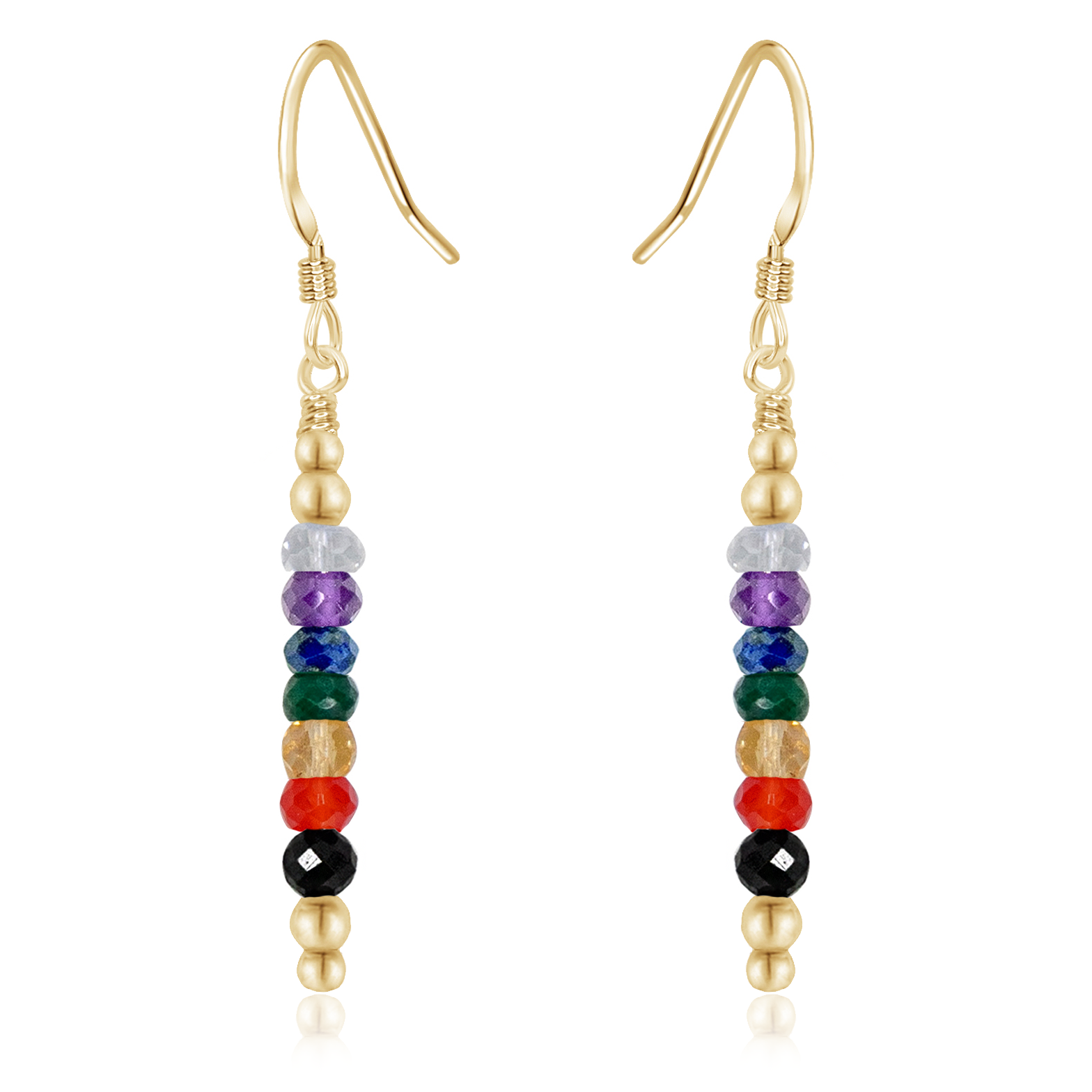 Chakra Energy Crystal Bar Dangle Earrings