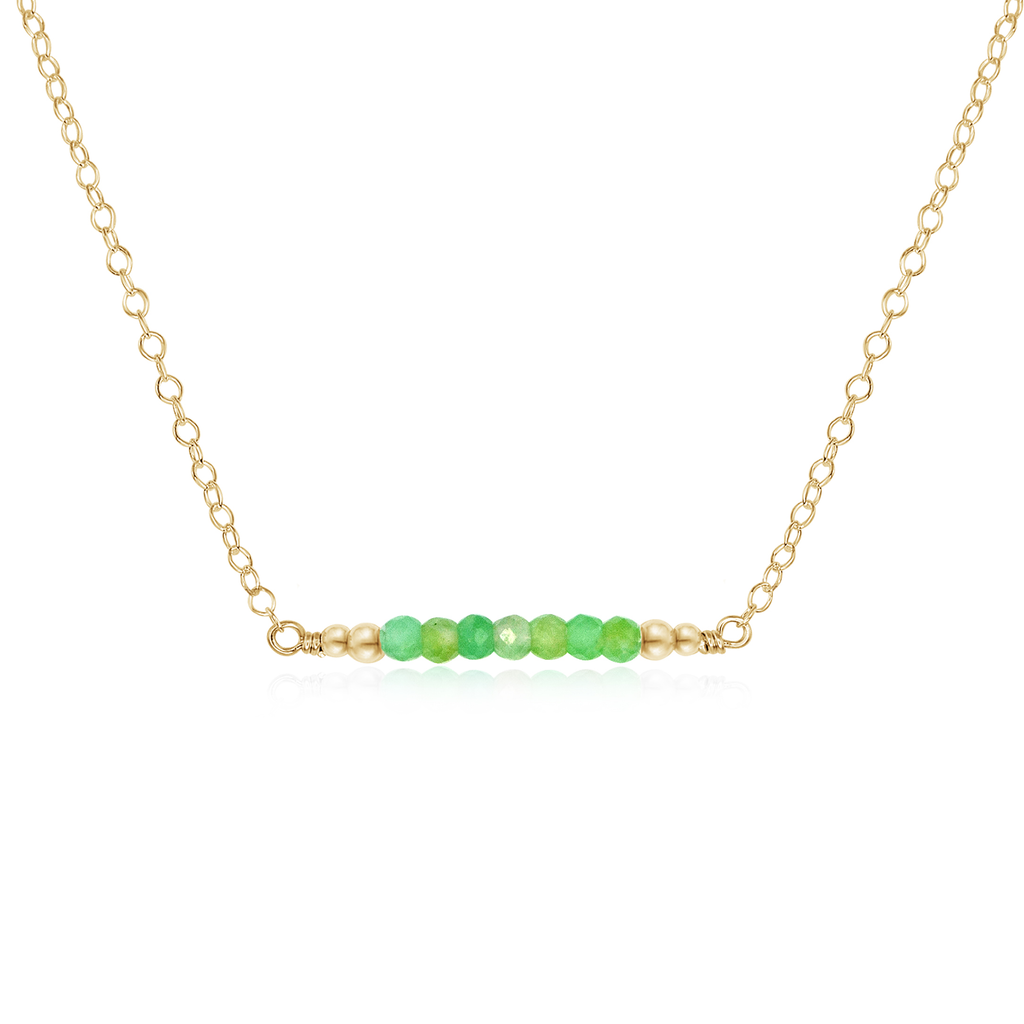 Sparkling Chrysoprase Faceted Bead Bar Necklace - Sparkling Chrysoprase Faceted Bead Bar Necklace - 14k Gold Fill - Luna Tide Handmade Crystal Jewellery