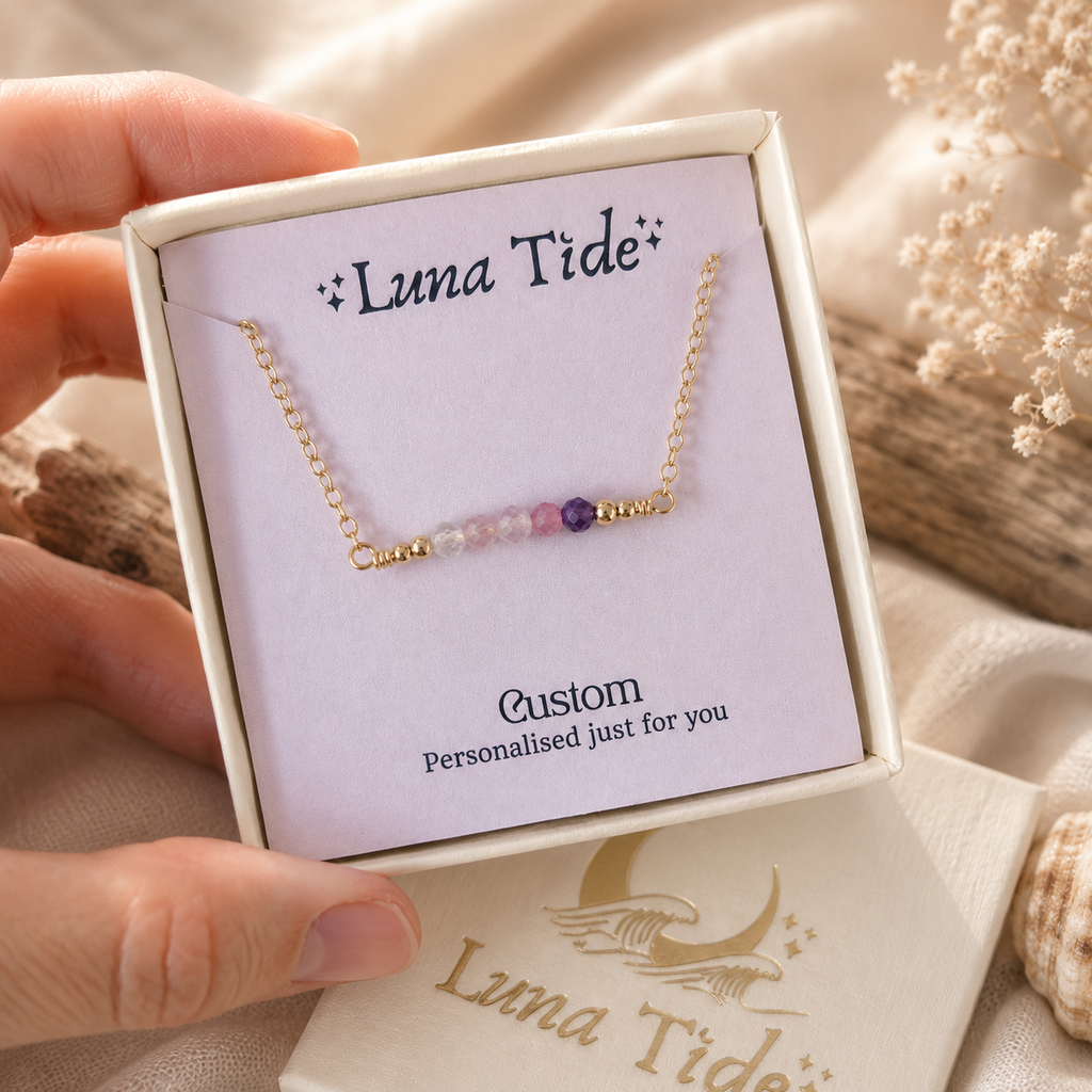 Custom Sparkling Gemstone Faceted Bead Bar Necklace