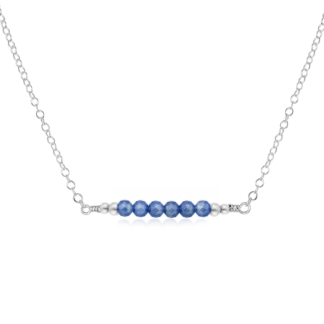Sparkling Kyanite Faceted Bead Bar Necklace