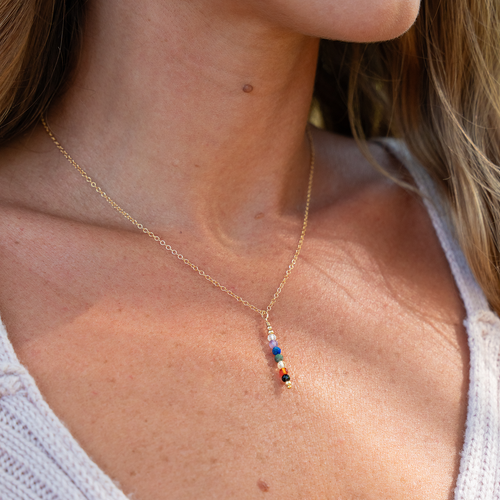 Chakra Energy Crystal Bar Pendant Necklace