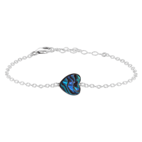 Abalone Shell Heart Bracelet - Abalone Shell Heart Bracelet - Sterling Silver - Luna Tide Handmade Crystal Jewellery