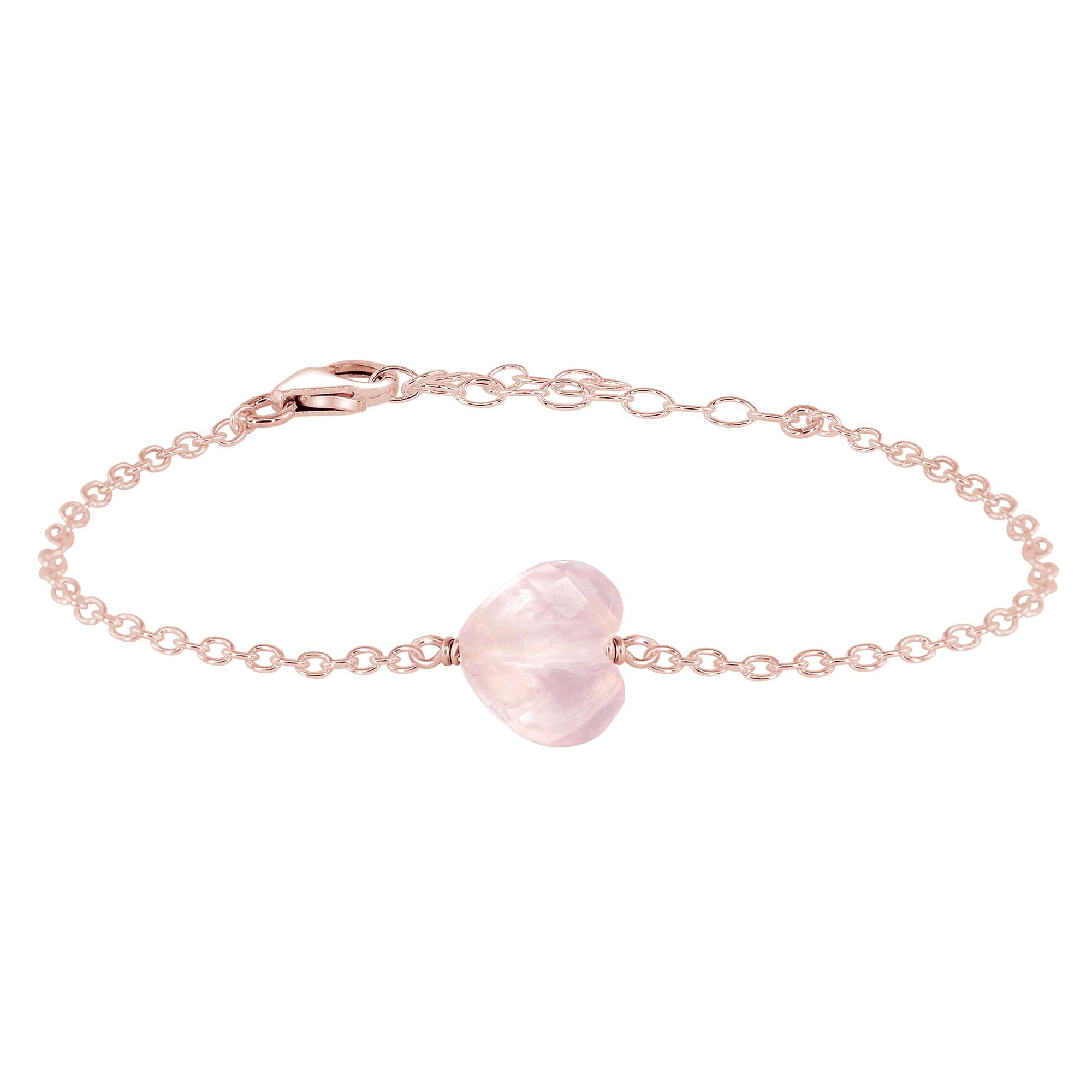 Rose Quartz Crystal Heart Bracelet - Rose Quartz Crystal Heart Bracelet - 14k Rose Gold Fill - Luna Tide Handmade Crystal Jewellery