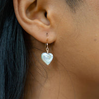 Freshwater Pearl Heart Dangle Earrings - Freshwater Pearl Heart Dangle Earrings - 14k Gold Fill - Luna Tide Handmade Crystal Jewellery