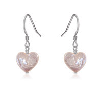 Freshwater Pearl Heart Dangle Earrings - Freshwater Pearl Heart Dangle Earrings - Stainless Steel - Luna Tide Handmade Crystal Jewellery