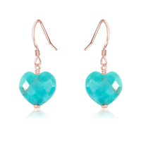Turquoise Crystal Heart Dangle Earrings