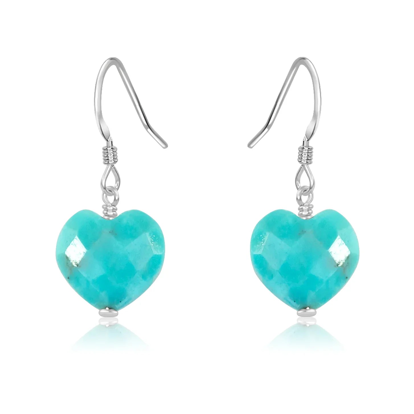 Turquoise Crystal Heart Dangle Earrings