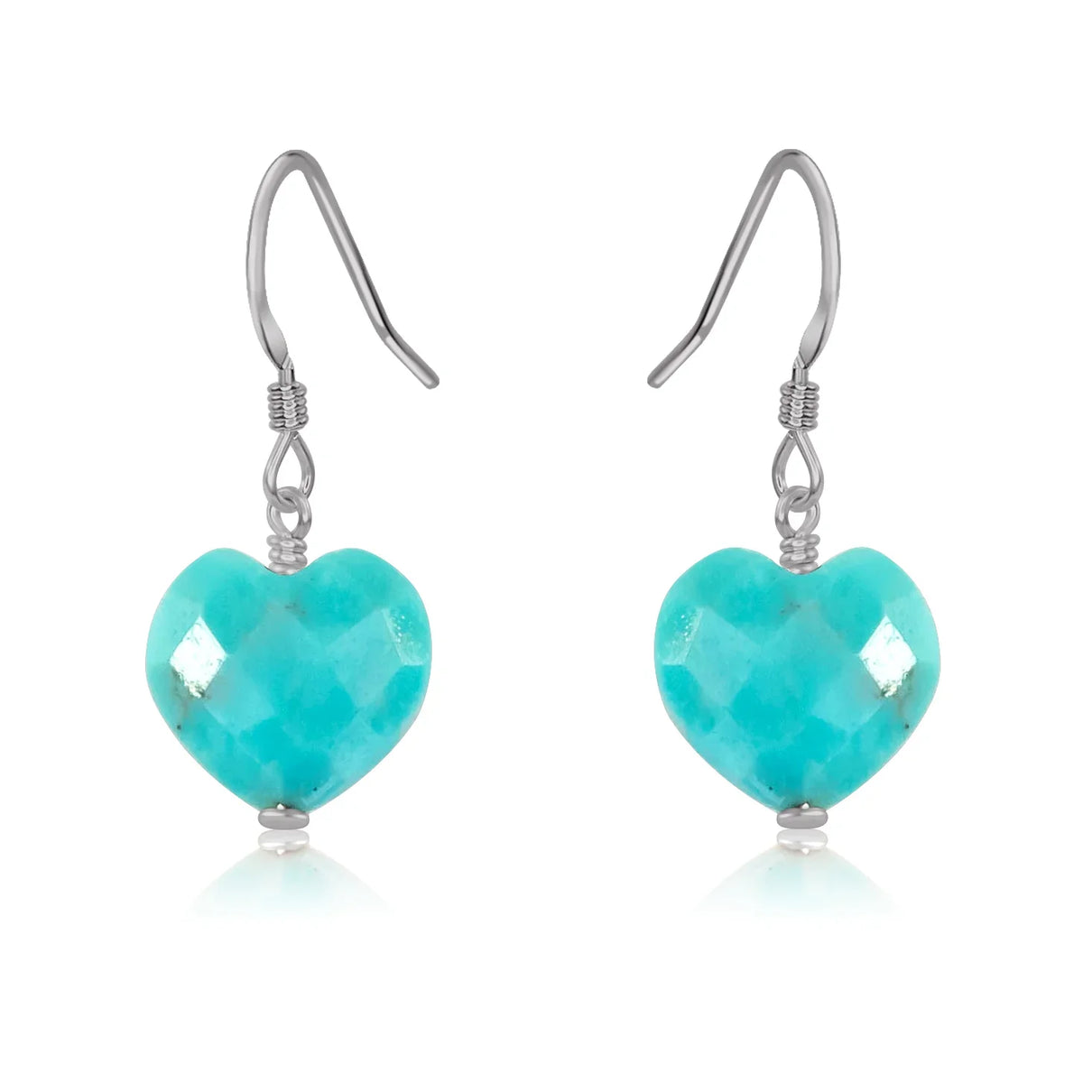 Turquoise Crystal Heart Dangle Earrings