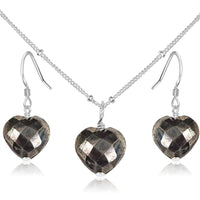 Pyrite Crystal Heart Jewellery Set