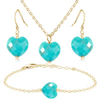 Turquoise Crystal Heart Jewellery Set