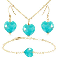 Turquoise Crystal Heart Jewellery Set