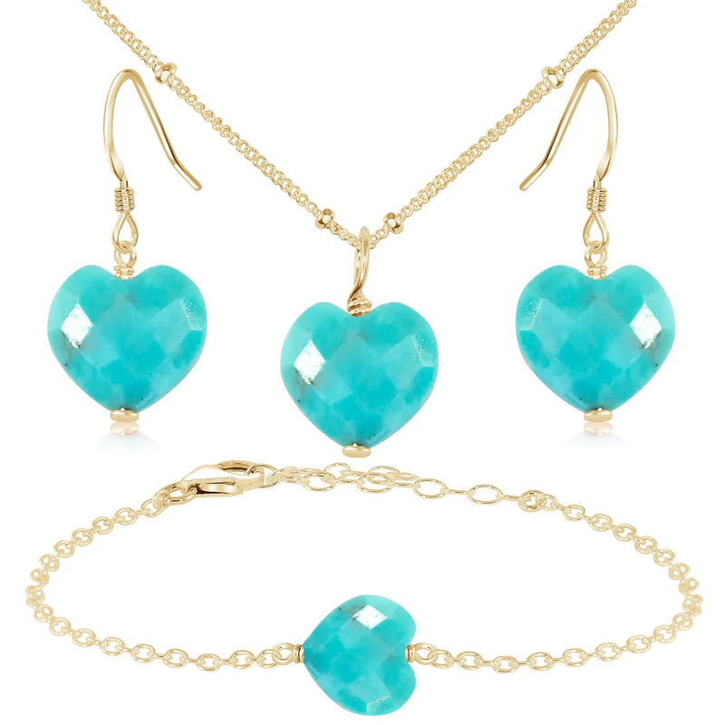 Turquoise Crystal Heart Jewellery Set