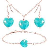 Turquoise Crystal Heart Jewellery Set